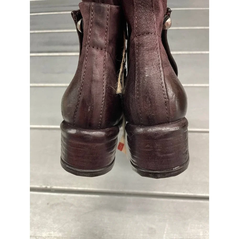 AS 98 Ibsen Ankle Boots Womens 36 US 5.5-6‎ Burgundy Leather Side Zip Casual